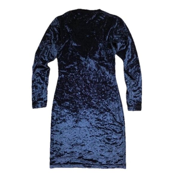 Perspective Vintage Jersey Womens Dress Velvet V-neck Navy Medium  A001276 - Picture 3 of 5